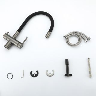 Смеситель для кухни Gappo G4398-39 под фильтр с гибким изливом оружейная сталь